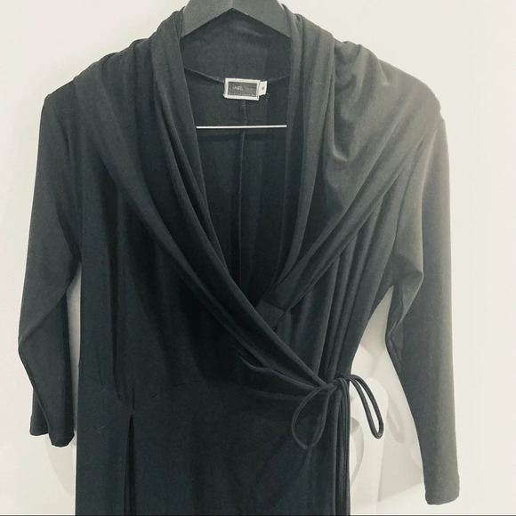 SYMPLI Sz 6 Wrap Dress Full Skirt 3/4 Length Sleeves Made  in Canada - Picture 4 of 15